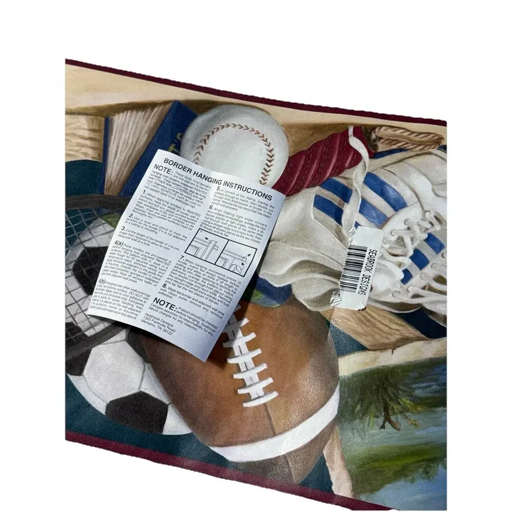 Vintage Seabrook Designs Sports Theme Wallpaper Trim 5 yds New Old Stock Border